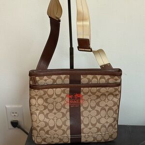 Coach Signature Brown and Tan Messenger Bag